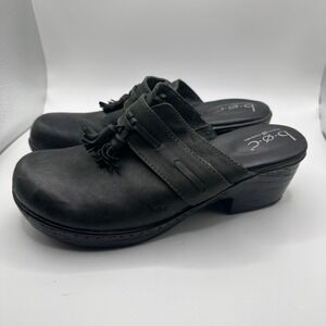 BOC Born Concepts Black Leather Tassel Clogs Mules Women's Size 9